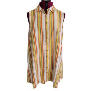 Est. 1946 Sleeveless Button-Down Striped Tunic Dress (Size 18/20W)